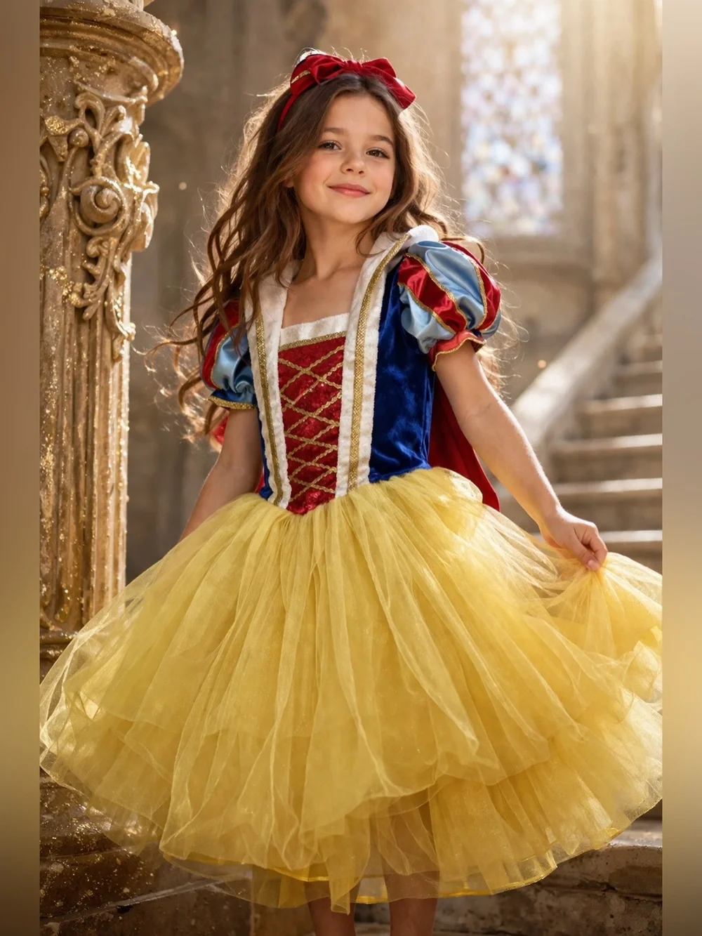 Disney Snow White Costume Dress + Cape Girls Size 10